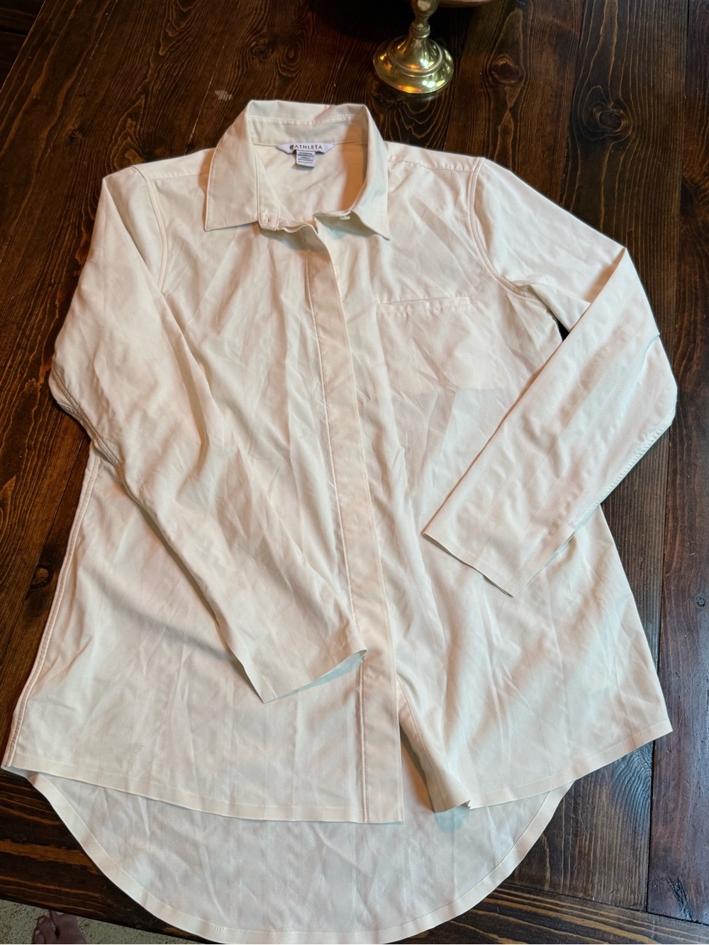 Athleta Cream Button-Front Shirt - Picture 1 of 3